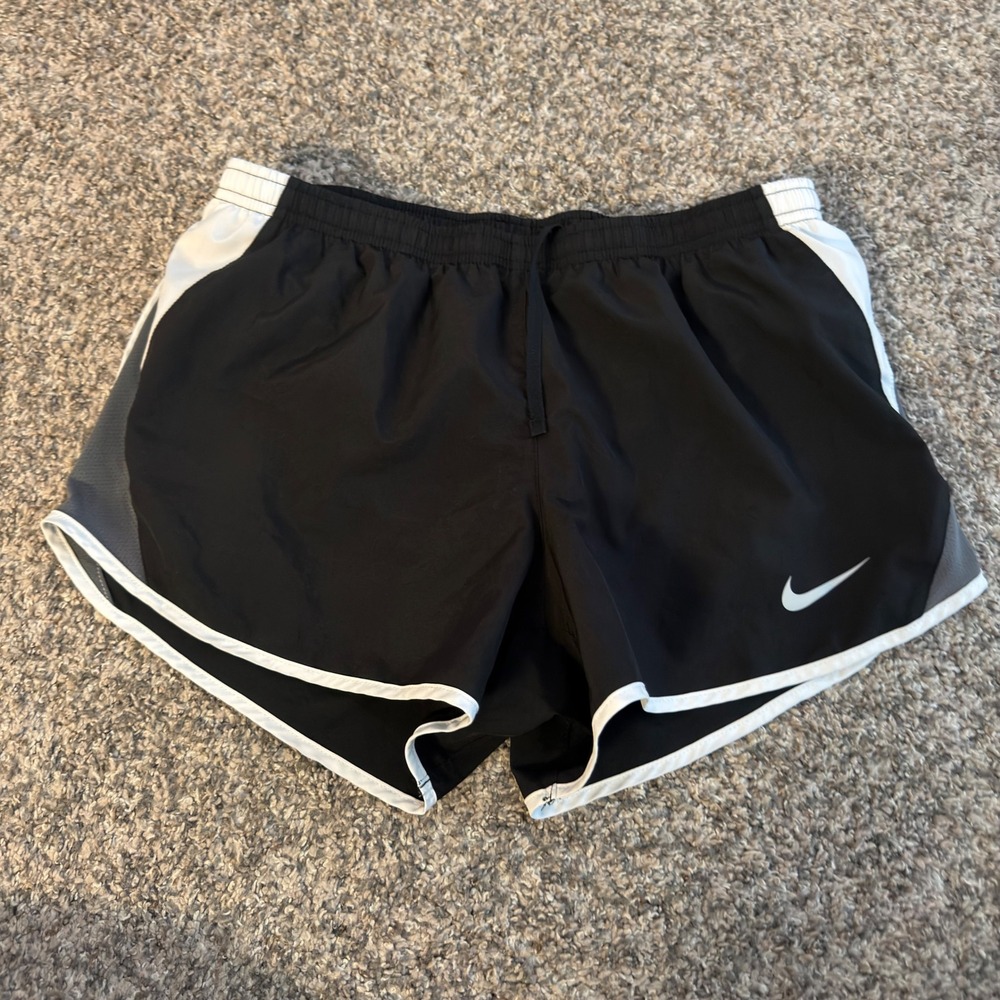 Nike Dri-FIT Womens Running Shorts Black White Grey Mesh Athletic Size Medium
